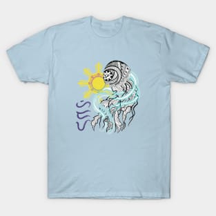 Tribal line Art Jellyfish / Baybayin word Hiraya (Imagination) T-Shirt